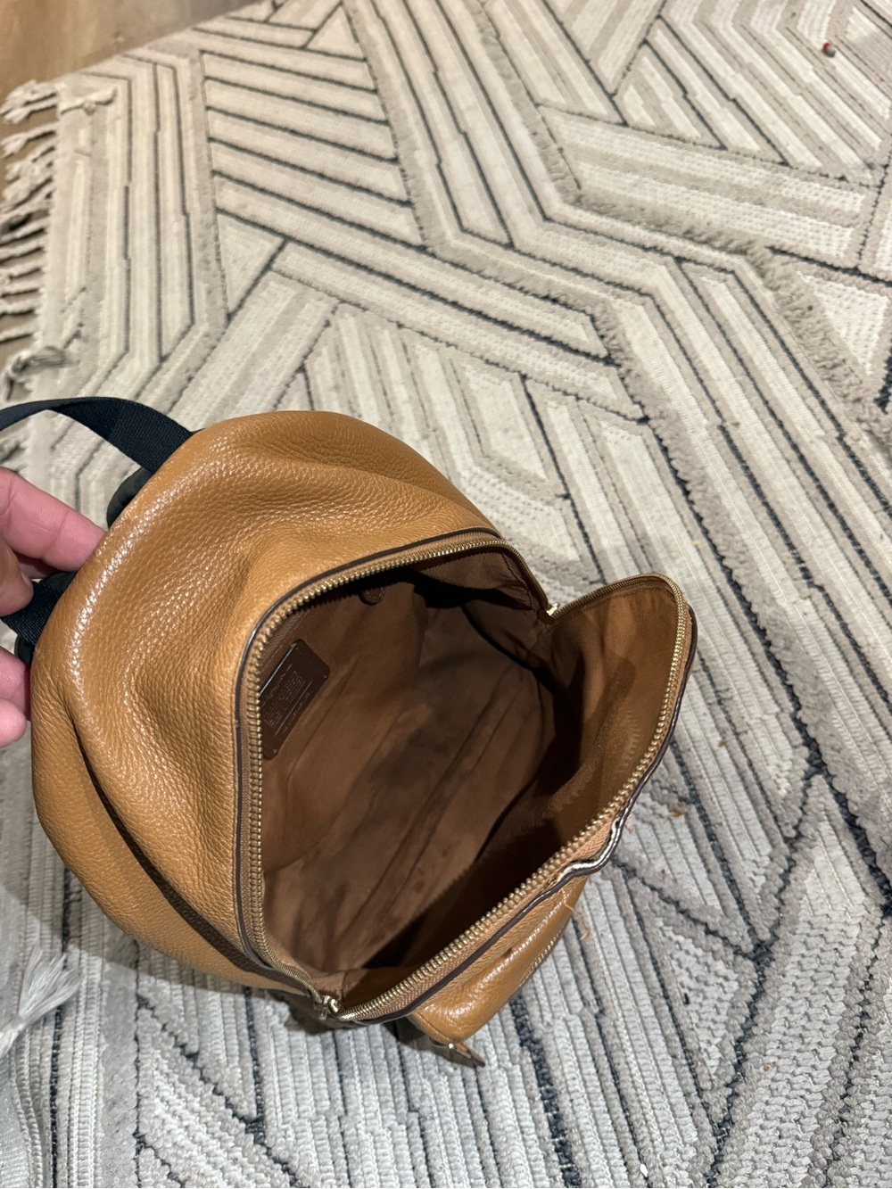 Coach Cognac Pebbled Leather Backpack - Picture 5 of 6